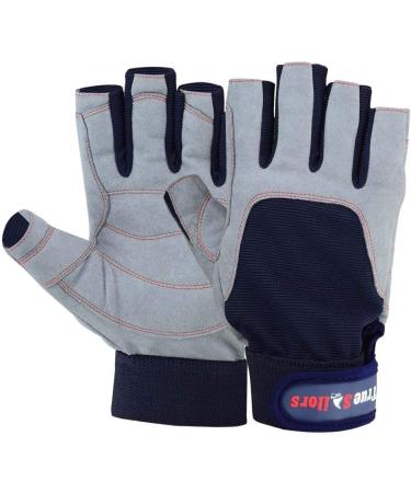 MRX Boxing & Fitness 3/4 Finger Sailing Gloves with Grip - Blue/Grey, Medium for Men and Women - Ideal for Kayaking, Workouts & More - Buy Online on GoSupps.com