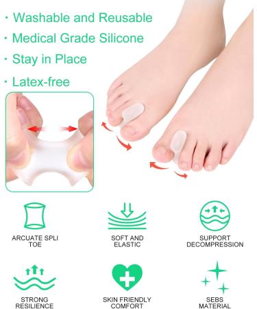 PGRODE Bunion Toe Spacers with 2 Sizes for Women Men Toe Pain Relief oft Silicone Toe Spacer for Crooked Toes Hammertoe Corrector 6L+ 6S - Pack Of 12 - Buy Online on GoSupps.com