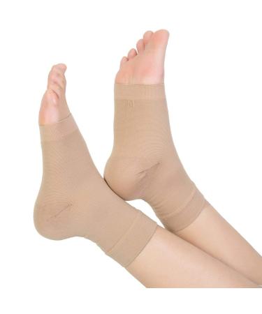 TOFLY Plantar Fasciitis Socks for Women Men, Truly 20-30mmHg Compression Socks for Arch & Ankle Support, Foot Care Compression Sleeves for Injury Recovery, Eases Swelling, Pain Relief, Beige S Small (1 Pair) Beige
