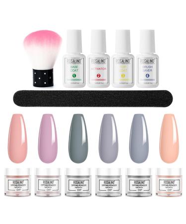 Roseflower Dipping Powder Nails Kit 6 Colors Nude Dip Nails Powder Starter Kit with Base Coat Top Coat Staubinel Nail Fee - DIY Salon Manikure at Home - BLASSING GLING SLING LAITS HANDING DELICATION #10 - Buy Online on GoSupps.com