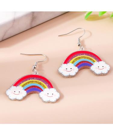 Feylie Acrylic Trailer Earrings for Women - Colorful Cartoon Fashion Ornaments for Everyday & Casual Dates - Rainbow & Stars Design - Buy Online on GoSupps.com