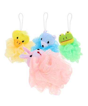 Zerodeko Bath Sponges 4pcs Cartoon Bath Ball Set Large Washing Ball or Baby Household Body Sponge 1 Count (Pack of 1)