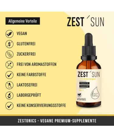  zestonics Vitamin D3 / K2 (1020 drops) Vegan - 99.7% All-Trans K2VITAL from Kappa - D3 in lichen - liquid high dose (1000 IU.) - Buy Online on GoSupps.com