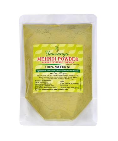 Yauvanya Original Indian Rajasthani Pure and Natural Mehndi (Henna) for Hair - 100 gms