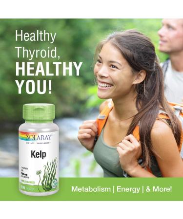 Solaray Kelp 550mg with Folic Acid | Thyroid Support & Energy | Non-GMO | 100 VegCaps - Buy Online on GoSupps.com