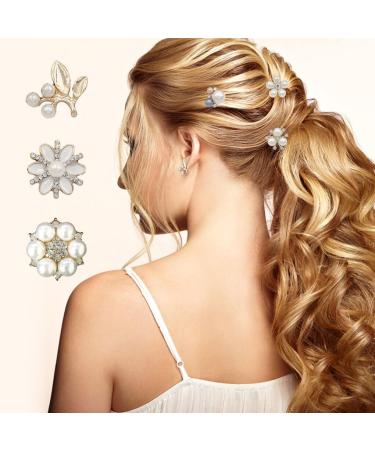 CLSSLVVBN 2 Pieces Hairpin Elegant Headdress Shiny Rhinestones Delicate Pearl Flower Buckle Hair Accessories for Wedding Pearl Snowflake - Buy Online on GoSupps.com