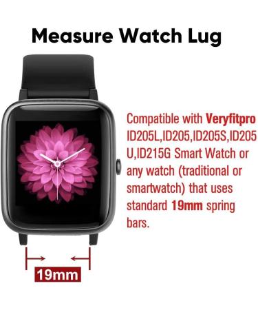 ZURURU 19mm Soft Silicone Replacement Bands for Veryfitpro ID205 Series Fitness Watch (Black) - Buy Online on GoSupps.com