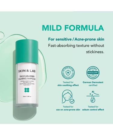 SKIN&LAB Tricicabarrier Calming Ampoule - Daily Facial Serum for Sensitive Oily Acne-Prone Skin with Centella Asiatica & Tea Tree - 1.18 Fl Oz - International Shipping Available - Buy Online on GoSupps.com