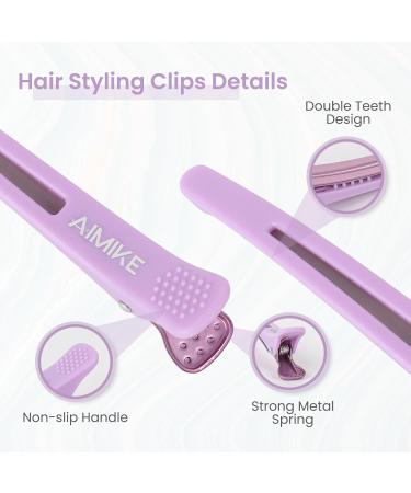 Aimike 6 Hair Clips for Styling & Cutting | No Trace Silicone Tape Hairdresser Clips for Thick & Thin Hair | Macaron Violet Blue & Yellow Compartment Clamps - Buy Online on GoSupps.com