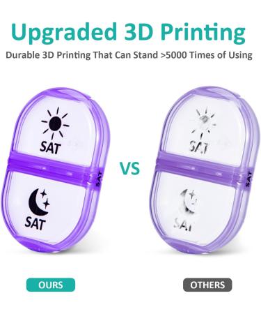 Portable 2 Times a Day 7 Day Pill Box Organizer for Medication - Clear Rainbow - Buy Online on GoSupps.com