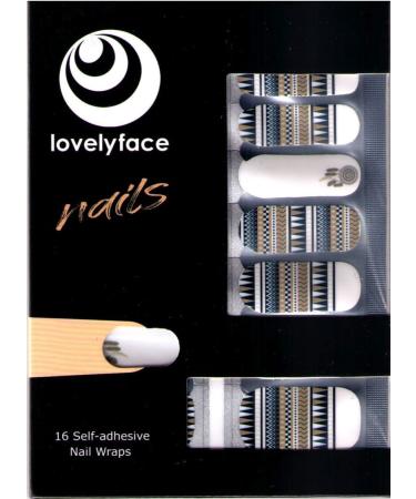 Lovelyface Nails - "Shaman" Patterned Nail Wraps - 16 Thin Self-Adhesive Long Lasting Nail Wraps - Nail Stickers - Nail Polish Strips - Stick on Nail Polish - Non Toxic