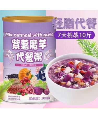 Purple potato and konjac cereal 500g/can food substitute Congee Sweet potato konjac flour healthy and nutritious breakfast porridge instant brewed Grain oatmeal powder Chinese snack gift pack (3can) - Buy Online on GoSupps.com