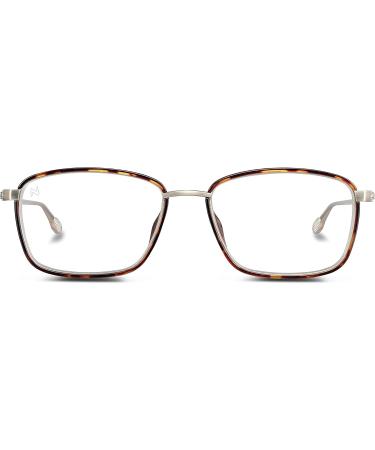 Nooz Faro Collection +1.5 Rectangular Reading Glasses for Men & Women - Steel & Nylon Frames in Tortoise - Enlarged Magnifying Glasses - Buy Online on GoSupps.com
