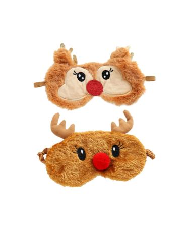 NOLITOY 2pcs Christmas Deer Eye Mask Eye Mask Blackout Furry Eye Shade Animal Sleeping Mask Night Blindfold Night Eye Mask Plush Eye Mask Plush Eyeshade Car Eye Masks Travel Ice Bag Hairy