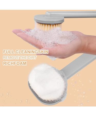 Ainiv 2 Pack Back Scrubber for Shower with Soap Dispenser - Long Handled Exfoliating Body Scrubber - Wet/Dry Brushing - Soft Bristles - Grey & Pink - Buy Online on GoSupps.com