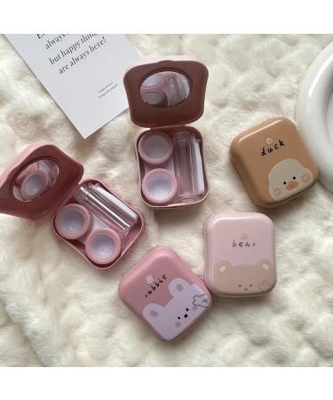 Cute Pink Bear Rabbit Duck Portable Contact Lens Case - Travel Case for Ladies - KCHYCV (Brown Duck) - Buy Online on GoSupps.com
