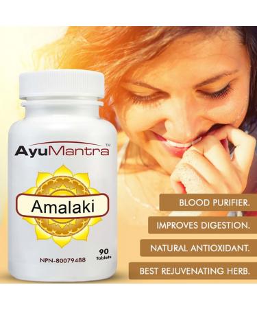 AyuMantra Organic Amalaki (Indian Gooseberry/Emblica Officinalis) Extract Tablets - 90 Tablets 1000 mg - Buy Online on GoSupps.com