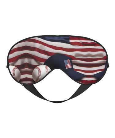 SSIMOO American Flag and Baseball Print Ultra-Soft Light-Blocking Eye Mask for Optimal Comfort and Restful Sleep Black