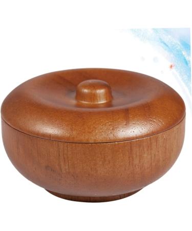 Doitool Men's Shaving Bowl with Lid - Wooden Brown 9.7x9.7 cm | Ideal for Shaving Soap Foam & Brushes | Premium Grooming Accessories - Buy Online on GoSupps.com