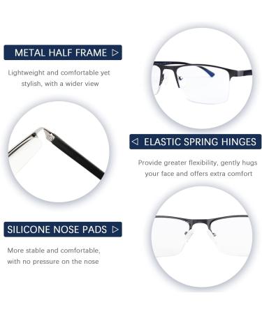 FONHCOO Half-Rim Reading Glasses for Men & Women | Blue Light Filter | 1.5X Visual Aid for Seniors - Stylish & Durable - Buy Online on GoSupps.com