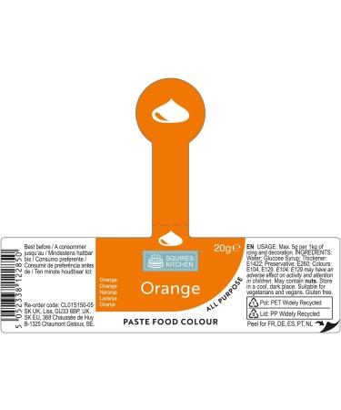 Squires Kitchen Orange Food Colouring Paste - 20g | Concentrated Colour for Sugarpaste, Fondant, Buttercream & More - Buy Online on GoSupps.com