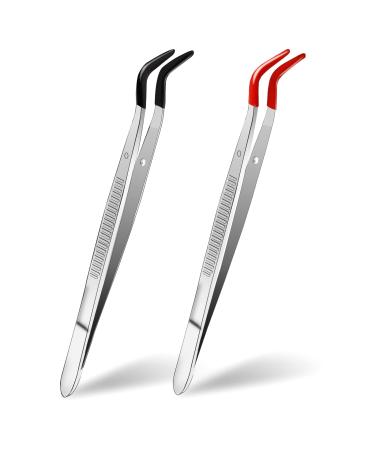 Fuckette with curved tips 2 pieces of tweezers with rubber tips stainless steel pointed tweezers tinker tweezers with rubber-silicone tips soft rubber coated tweezers for laboratory industry jewelry style A - Buy Online on GoSupps.com