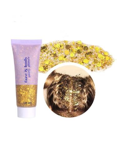 Gold Body Glitter Sparkling Neon Outfit Party Holographic Sequins Paint Body Glitter Gel Makeup. (02# Gold)
