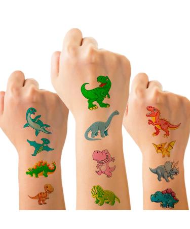 10 Sheets(120PCS) Dinosaur Temporary Tattoos for Kids Cartoon Fake Tattoo Stickers Cute Dinosaur Egg Tree Leaf Design Waterproof Body Art Tattoo Sticker for Kids Birthday Party Decoration Supplies