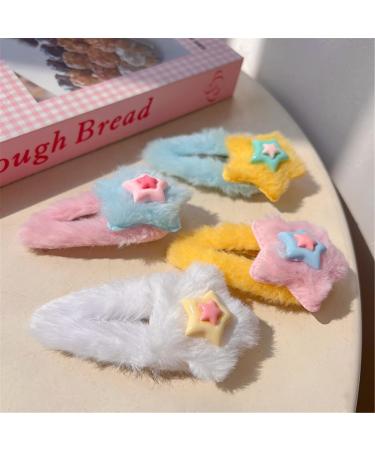 Sweet Hair Clip Layered Star Shape Snap Hairpin Plush Hair Clip for Ponytail Bangs Hairpins for Teenagers Children - Buy Online on GoSupps.com