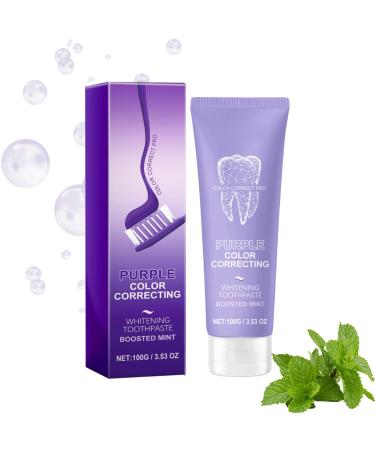 Purple Whitening Toothpaste, Violet Teeth Whitening Oral Cleaning Toothpastes, For Teeth Whitening, Color Corrector Serum Included Teeth Whitening Booster (1)