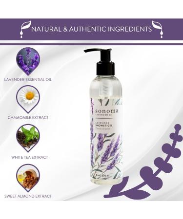Sonoma Lavender Shower Gel - Natural Non-Toxic Body Wash with Essential Oils & Vitamins - 8oz - Buy Online on GoSupps.com