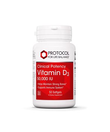 Protocol for Life Balance Vitamin D3 Clinical Potency 50000 IU 50 Softgels - Buy Online on GoSupps.com