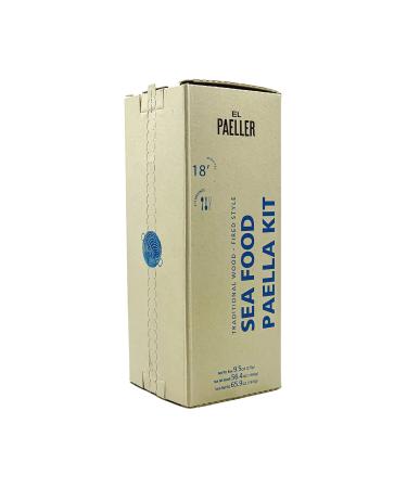El Paeller Wood-Fired Paella Kit from Valencia, Spain | Includes Wood-Fired Cooking Base + Rice | Makes 3 Servings (Seafood Paella)
