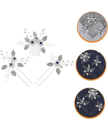 Beaupretty 4 Sets bridal wedding comb Bride Headdress Rhinestone Flower Hairpin Leaf Bride Wedding Comb Leaf Hair Comb green accessories green hair accessories bridesmaid abs flowers Hanfu - Buy Online on GoSupps.com