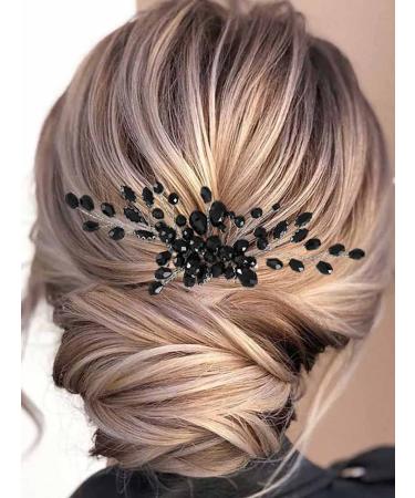 Earent Black Crystal Wedding Hair Comb - Elegant Bridal Side Combs for Women and Girls - Buy Online on GoSupps.com