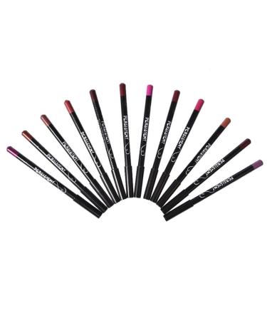 Shurzzesj Set of 12 professional lip pencils - Waterproof lip pencil - With lid - Matte and waterproof - Long-lasting lip liner