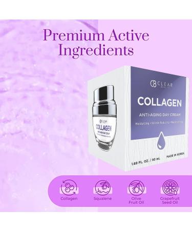 Clear Beauty Cr me hydratante quotidienne au collag ne pour le visage R duit les rides et ridules hydrate anti- ge beaut pure soins cor ens sans cruaut Tous types de peau 50 ml - Buy Online on GoSupps.com