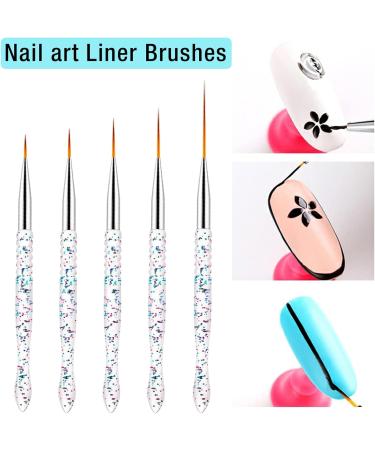 WACURRENTHYD 5Pcs Nail Art Liner Brushes Set - Thin Nail Gel Polish Painting Brushes for Precise Nail Art Designs (7/9/11/15/18mm) - Buy Online on GoSupps.com