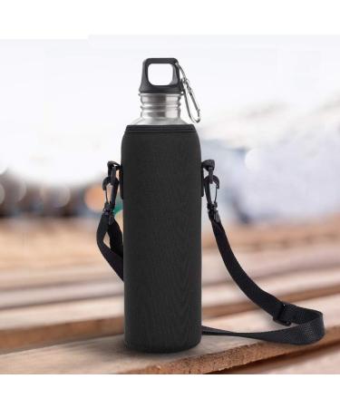1L Neoprene Water Bottle Cover - Thermal Holder for Outdoor Sports - Scalding-Safe Black Bottle Pocket with Belt - Buy Online on GoSupps.com