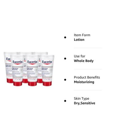 Eucerin Original Healing Lotion 1oz Travel Size Pack of 6 - Fragrance-Free, Soothing Repair for Dry Skin - Buy Online on GoSupps.com