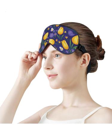 Colorful Tulip Pattern Sleep Mask - Adjustable Light-Blocking Eye Cover for Men Women & Kids - Buy Online on GoSupps.com