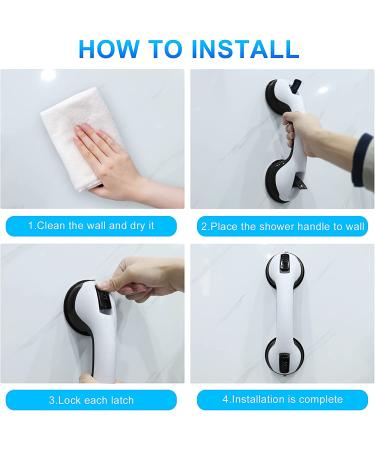 Shower Handle 2 Pack 12 inch Grab Bars for Bathroom Shower Handle with Strong Hold Suction Cup Grip Grab in Bathroom Bath Handle Grab Bars for Bathroom Safety Grab Bar Black 2 Pack Black - Buy Online on GoSupps.com