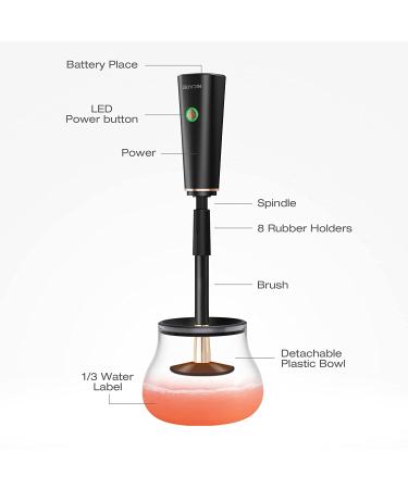 NICARE Electric Makeup Brush Cleaner & Dryer Machine | 8 Rubber Collars | Wash & Dry in Seconds | Deep Cleaning for Cosmetic Brushes (Black) - Buy Online on GoSupps.com