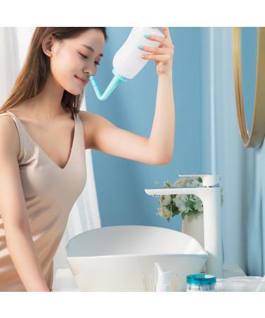500mL Nasal Rinse Kit with 2 Nozzles Plastic Irrigation Tilt Angle Rhinitis Relief Sinus Rinse Bottle for Adult Children - Buy Online on GoSupps.com