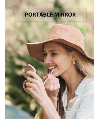 Getinbulk Compact Mirror for Purse - Double-Sided 1X/2X Magnifying Metal Makeup Mirror (Round, Rose Gold) - Buy Online on GoSupps.com