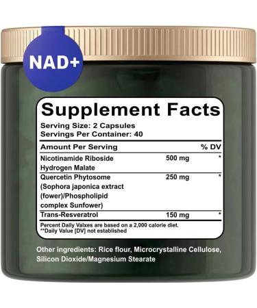 NAD+ Supplement - Liposomal Nicotinamide Riboside - NAD Supplement with Nicotinamide Riboside for Anti-Aging Energy Focus - 80 Capsules - Buy Online on GoSupps.com