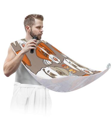 Beard Bib Apron Beard Bib Hair Catcher for Men Shaving and Trimming Non-Stick Waterproof Beard Cape Grooming Cloth Funny Dog Painting