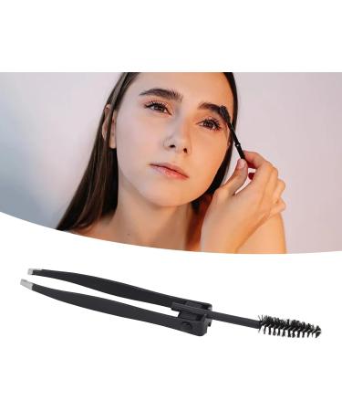 Verdant Touch Mini Slant Tweezer 2 in 1 Multifunctional Eyebrow Tweezer with Comb Slant Tip Mini Grooming Tool for Eyebrows Facial Hair Eyelashes Black - Buy Online on GoSupps.com