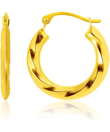 14k Yellow Gold Wavy Texture Hoop Earrings - Free Jewelry Gift Box Included - Buy Online on GoSupps.com