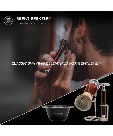 Brent Berkeley Men's Original Safety Razor Set | Razor Brush & Shaving Bowl | Durable Skin-Irritation Reducing Gift Set - Brown - Buy Online on GoSupps.com